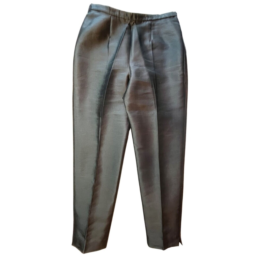 Frascara Silk Wool Pants Black Formal Cocktail Wedding Old Money Minimalist 8 M
